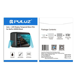 PULUZ für GoPro HERO8, schwarze Linse + LCD-Display, gehärtete Glasfolie...