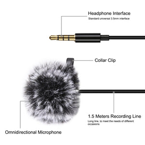 Microphone d'enregistrement à condensateur filaire 1,5 m Jack 3,5 mm...