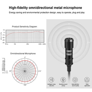 Microphone d'enregistrement à condensateur filaire 1,5 m Jack 3,5 mm...