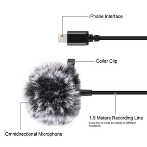 Microphone d'enregistrement à condensateur filaire Jack 1,5 m Lavalier 8...