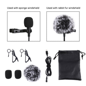 Microphone d'enregistrement à condensateur filaire Jack 1,5 m Lavalier 8...