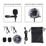 Microphone d'enregistrement à condensateur filaire Jack 1,5 m Lavalier 8...