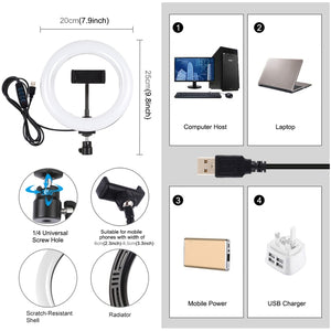 PULUZ 7,9 pouces 20 cm USB 3 modes Dimmable Double température de couleur ...