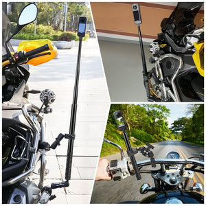 Doppelkopf- und Einzelkopf-Lenkerklemmen für Motorräder – Universelle Teleskop-Selfie-Stick-Halterung für Insta360 X4 und Action-Kamera