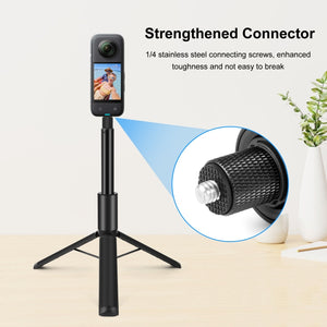 Unsichtbarer Selfie-Stick mit Stativ für Insta360 X4 / X3 – Ständer aus Aluminiumlegierung, kompakt und tragbar