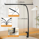 PULUZ Lampada da Scrivania a LED con Clip Doppia Testa e Collo d'Oca - Luce Regolabile, Risparmio Energetico e Protezione Occhi