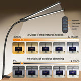 PULUZ Lampada da Scrivania a LED con Clip Doppia Testa e Collo d'Oca - Luce Regolabile, Risparmio Energetico e Protezione Occhi