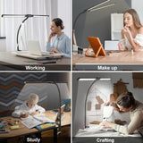 PULUZ Lampada da Scrivania a LED con Clip Doppia Testa e Collo d'Oca - Luce Regolabile, Risparmio Energetico e Protezione Occhi