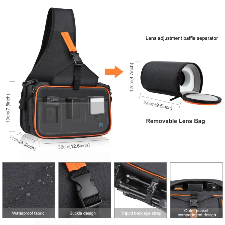 Borsa per fotocamera reflex stile triangolo PULUZ Borsa a tracolla impermeabi...