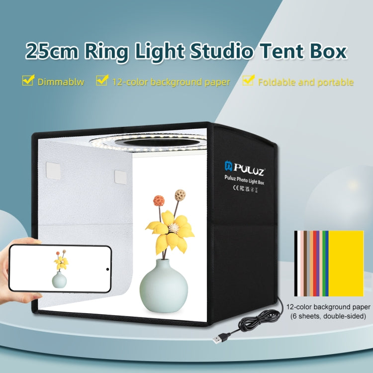 PULUZ 25 cm pliable portable haute 97 CRI anneau lumière photographie éclairage...