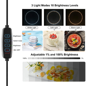 PULUZ 25 cm Pieghevole Portatile 3 Modalità Doppia Temperatura di Colore Anel...