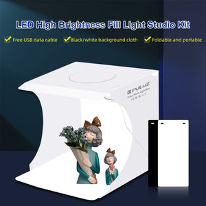 Kit Tenda da Studio Fotografico Pieghevole Portatile PULUZ 550LM con Luce LED Integrata e Fondali per Foto Prodotti