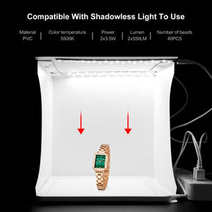 PULUZ Studio Fotografico Portatile LED 20 cm – 2 Pannelli Pieghevoli, 1100LM