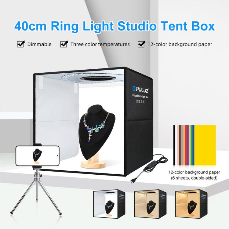 PULUZ 40cm Anneau Lumineux Pliable Portable USB Photographie Éclairage T...