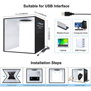 PULUZ 40 cm Pieghevole Luce Anulare Portatile USB Illuminazione Fotografica T...