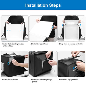 PULUZ 40 cm Pieghevole 72 W 5500 K Tenda da studio Soft Box Kit di illuminazi...