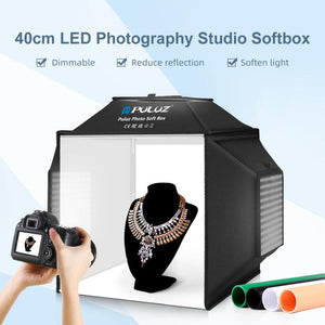 PULUZ 40 cm Pieghevole 72 W 5500 K Tenda da studio Soft Box Kit di illuminazi...