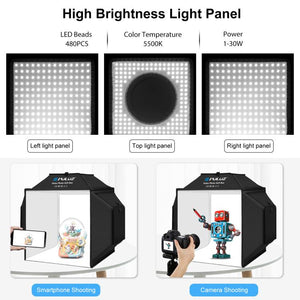 PULUZ 40 cm Pieghevole 72 W 5500 K Tenda da studio Soft Box Kit di illuminazi...