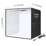 PULUZ 50 cm faltbares tragbares Fotobeleuchtungsstudio – Professionelle Lichtbox mit einstellbarem LED-Licht