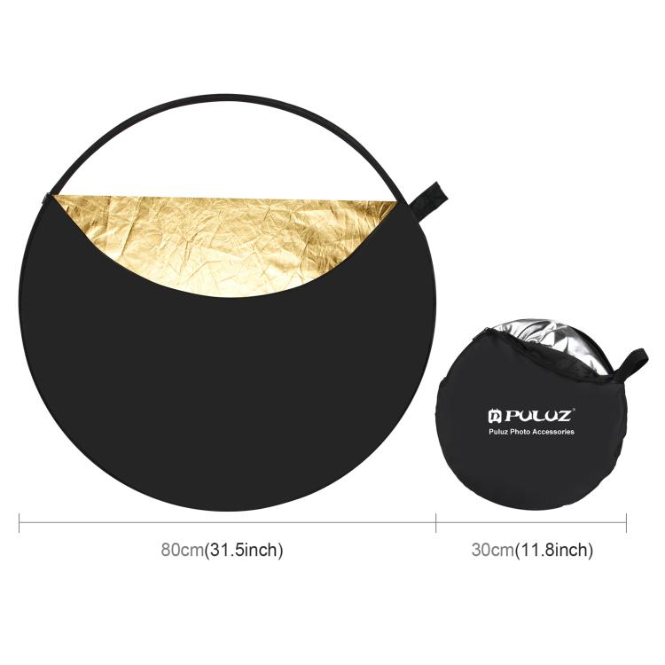 PULUZ 80 cm 5 in 1 (Silber/Durchscheinend/Gold/Weiß/Schwarz) Reflektorplatte ...