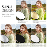 PULUZ 80 cm 5 in 1 (Silber/Durchscheinend/Gold/Weiß/Schwarz) Reflektorplatte ...