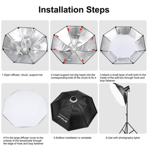 PULUZ 95 cm achteckiger parabolischer Softbox-Diffusor für Speedlite-Blitz ...