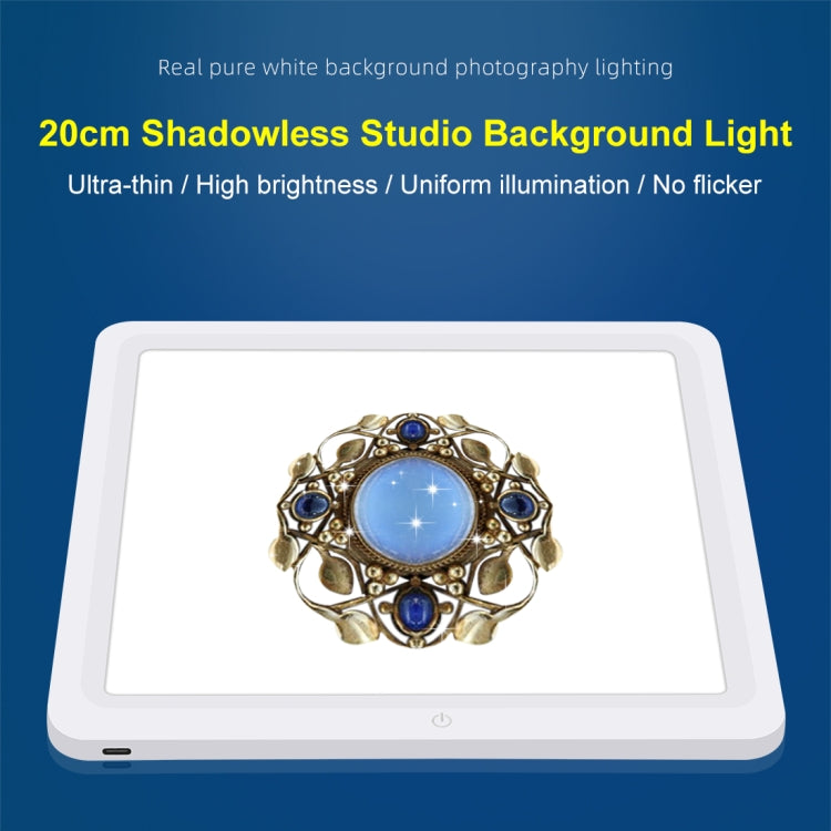 PULUZ 20 cm schattenloses LED-Lichtpad für Fotostudio-Box