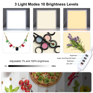 PULUZ 38 cm 1200 LM LED-Fotografie-Lampenpad-Panel ohne Schatten mit ...