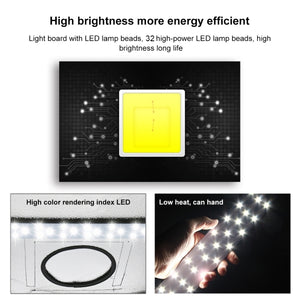 PULUZ 15W 1200LM 32 LED SMD 5730 5500K Pannello luminoso con base in allumini...