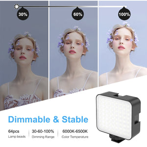 Projecteur vidéo PULUZ 64 LED 5 W pour appareil photo/caméra vidéo
