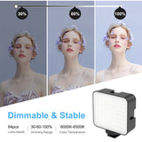 Projecteur vidéo PULUZ 64 LED 5 W pour appareil photo/caméra vidéo