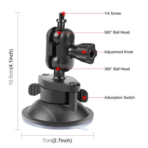 PULUZ 1/4-Zoll-Action-Kamera-Saugnapfhalterung – 360° drehbare Basis, kompatibel mit GoPro, Insta360, DJI