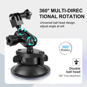 PULUZ Action-Kamera-Saugnapfhalterung mit 1/4-Zoll-Gewinde – 360° drehbare Basis, kompatibel mit GoPro, Insta360, DJI – Magic Arm für Armaturenbrett, Windschutzscheibe, glatte Oberflächen