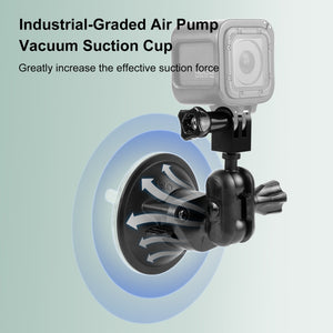 PULUZ Action-Kamera-Saugnapfhalterung mit 1/4-Zoll-Gewinde – 360° drehbare Basis, kompatibel mit GoPro, Insta360, DJI – Magic Arm für Armaturenbrett, Windschutzscheibe, glatte Oberflächen