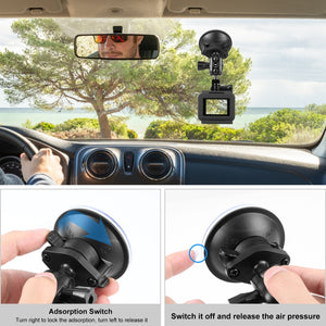 PULUZ Action-Kamera-Saugnapfhalterung mit 1/4-Zoll-Gewinde – 360° drehbare Basis, kompatibel mit GoPro, Insta360, DJI – Magic Arm für Armaturenbrett, Windschutzscheibe, glatte Oberflächen