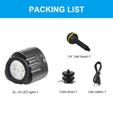 PULUZ 40 m Luce di riempimento subacquea a LED per fotografia 1000LM 3,7 V/11...