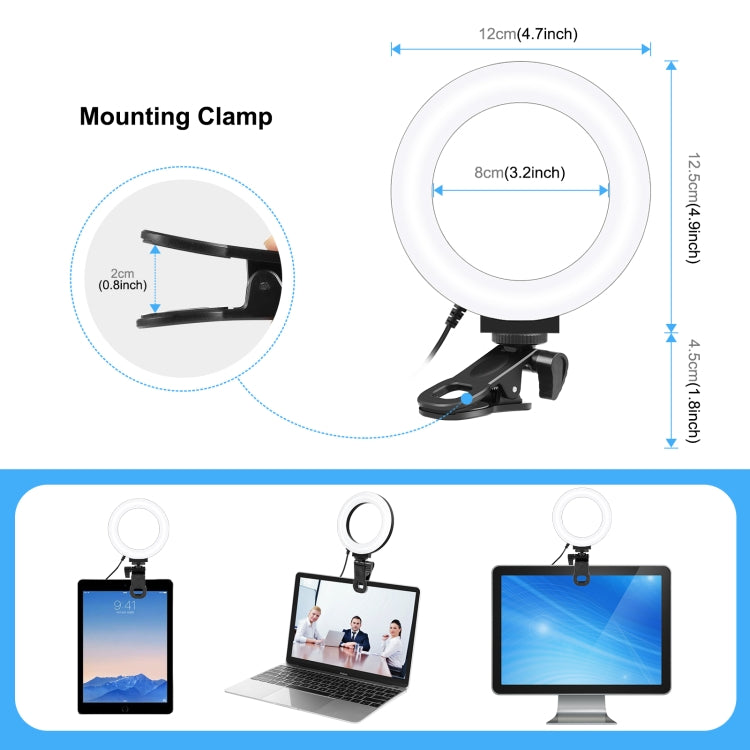 PULUZ 4,7 pollici 12 cm Anello Selfie Light 3 modalità USB dimmerabile doppia...