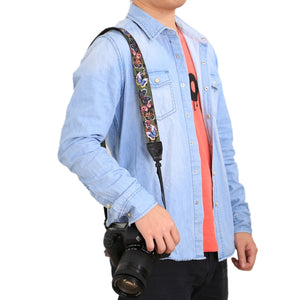 Tracolla per Fotocamera in Stile Etnico Retrò – Cinturino Universale Multicolore per DSLR Canon, Nikon, Sony, Fuji e Altre