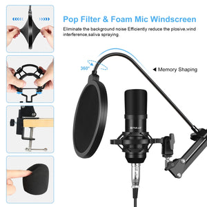 PULUZ Microfono a condensatore Studio Broadcast Kit microfono professionale p...