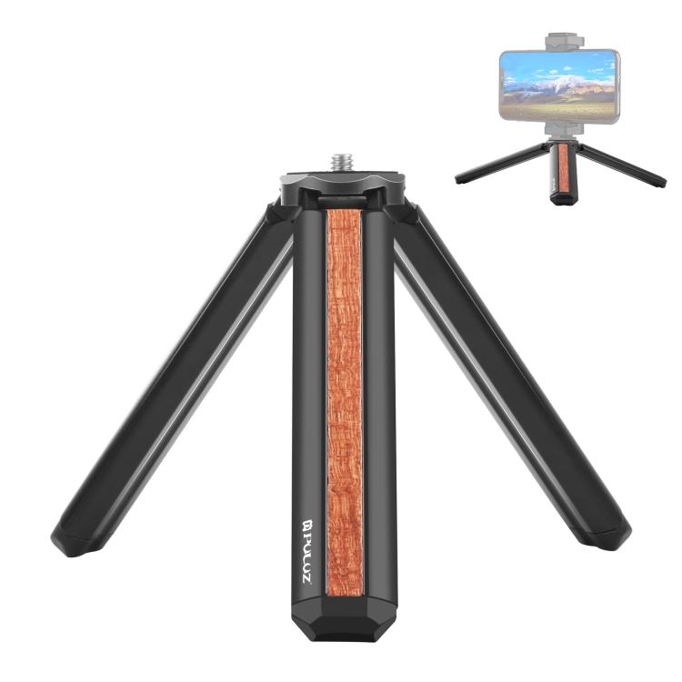 Supporto per treppiede dal vivo per vlogging da tavolo in legno intarsiato PU...