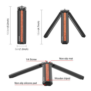 Supporto per treppiede dal vivo per vlogging da tavolo in legno intarsiato PU...