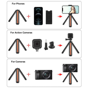 Supporto per treppiede dal vivo per vlogging da tavolo in legno intarsiato PU...