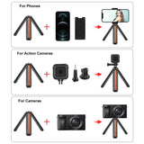 Supporto per treppiede dal vivo per vlogging da tavolo in legno intarsiato PU...
