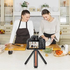 Supporto per treppiede dal vivo per vlogging da tavolo in legno intarsiato PU...