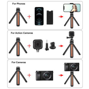 Treppiede da Tavolo PULUZ per Vlogging – Supporto in Legno Intarsiato e Lega di Alluminio con Vite 1/4", Compatto e Portatile