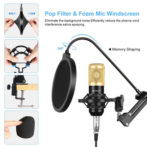 Kit Microfono a Condensatore PULUZ - Microfono Professionale da Studio con Accessori Completi