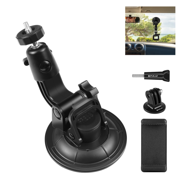Supporto a ventosa per auto PULUZ con morsetto per telefono/vite/adattatore p...
