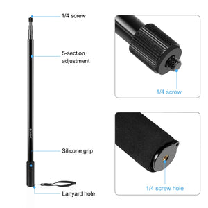 PULUZ Monopiede in metallo per selfie stick da 3 m per Insta360 One RS / X2 /...