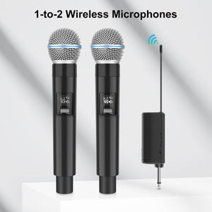 PULUZ da 1 a 2 microfoni wireless con display LED, trasmettitore da 6,35 mm