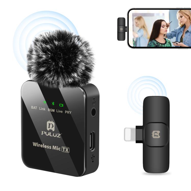 PULUZ Kabelloses Lavaliermikrofon für iPhone/iPad, 8-poliger Empfänger...